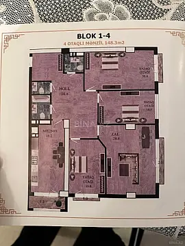 Satılır 4 otaqlı mənzil 150 m²