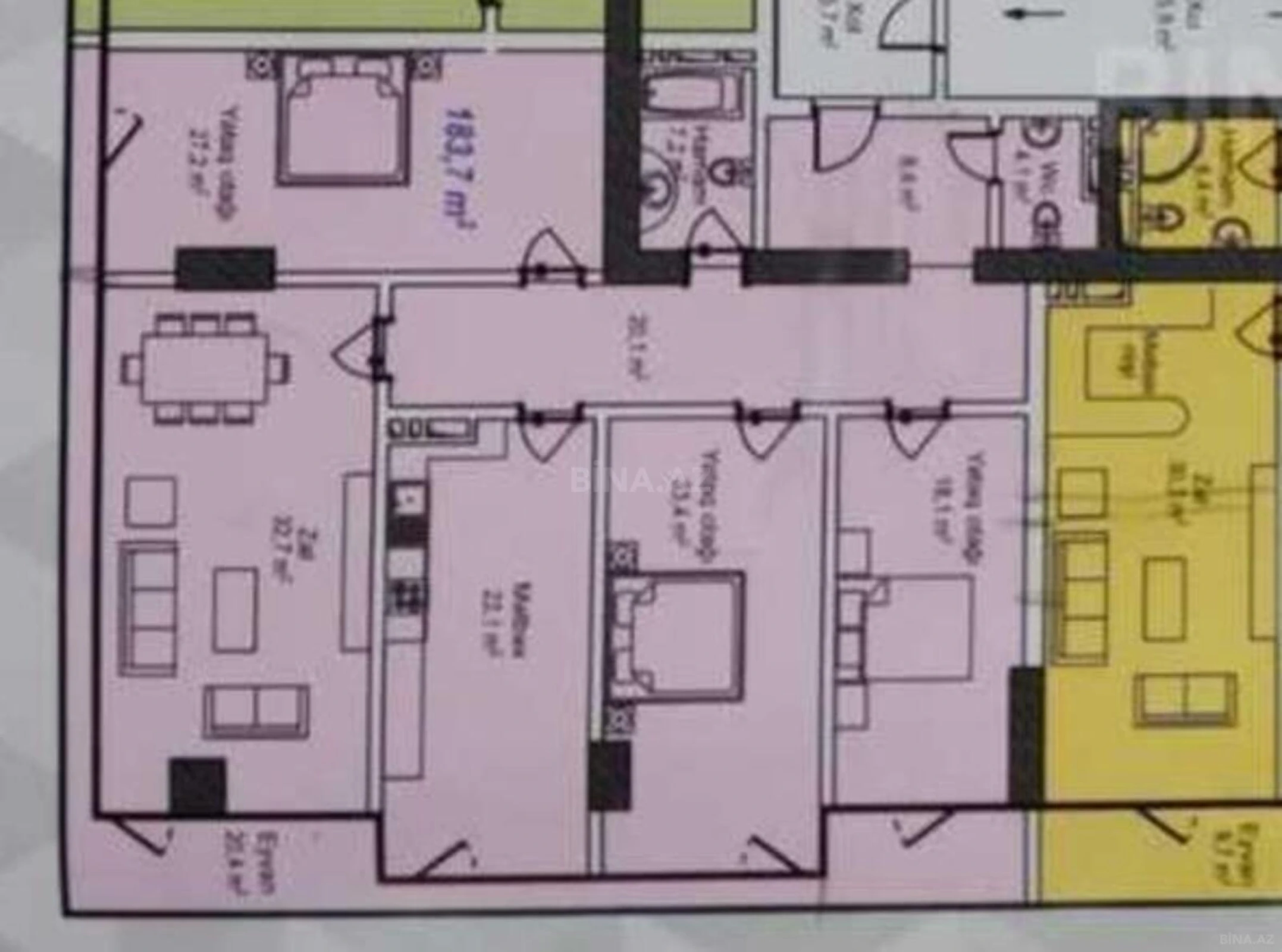 Satılır 4 otaqlı mənzil 185 m²