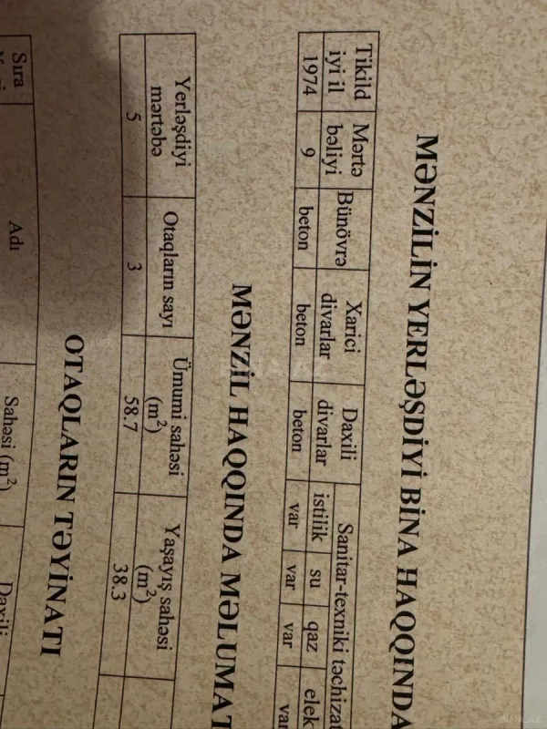 Satılır 3 otaqlı mənzil 80 m²