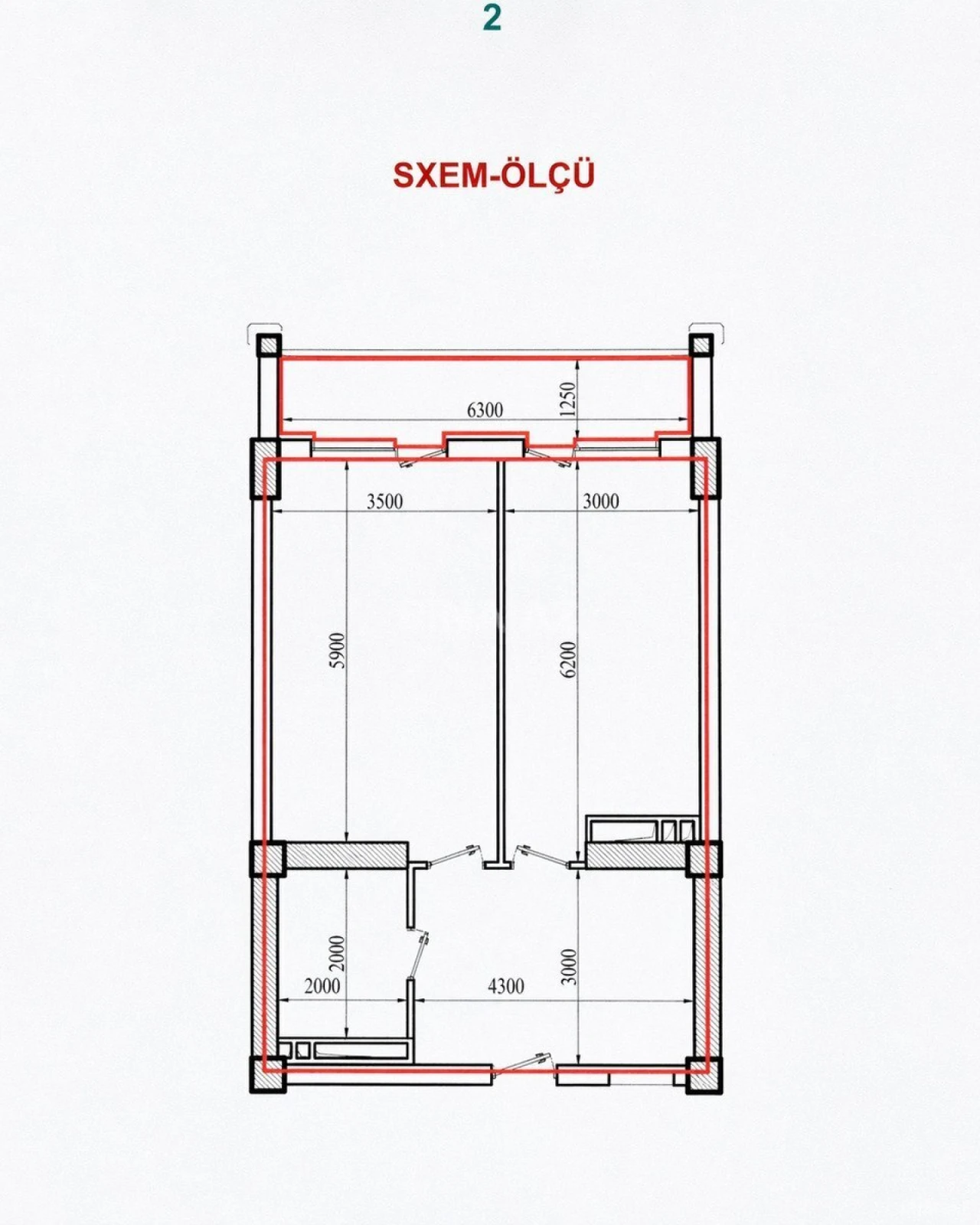 Satılır 2 otaqlı mənzil 72 m²