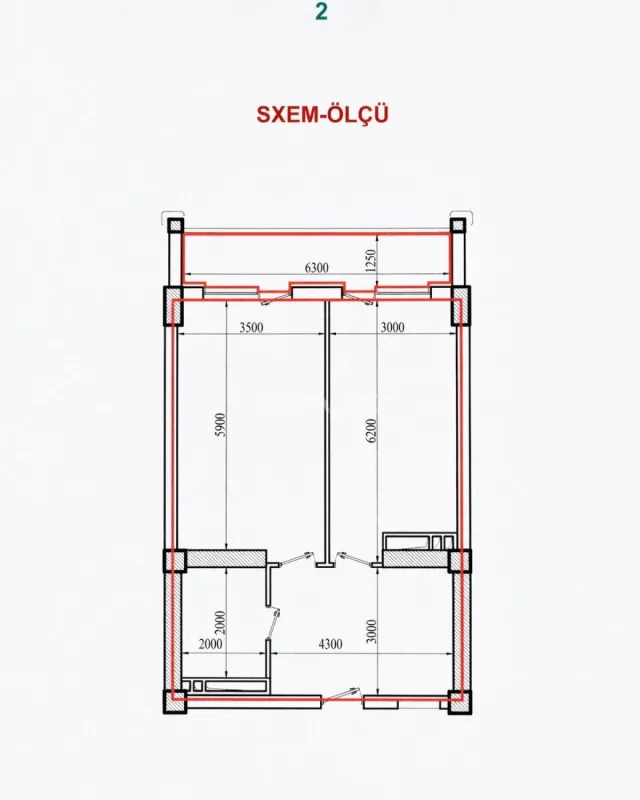 Satılır 2 otaqlı mənzil 72 m²