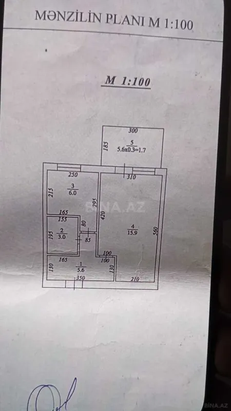 Satılır 1 otaqlı mənzil 36 m²