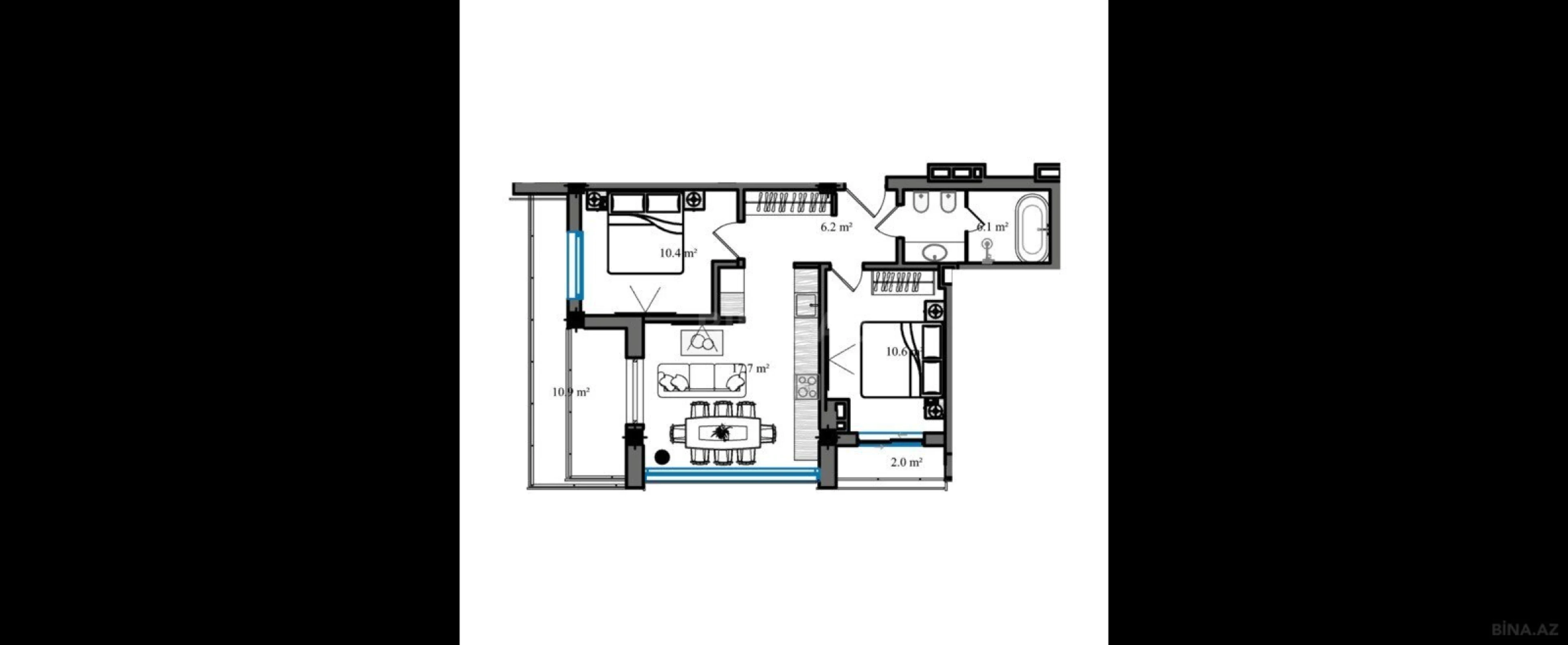 Satılır 3 otaqlı mənzil 77.2 m²
