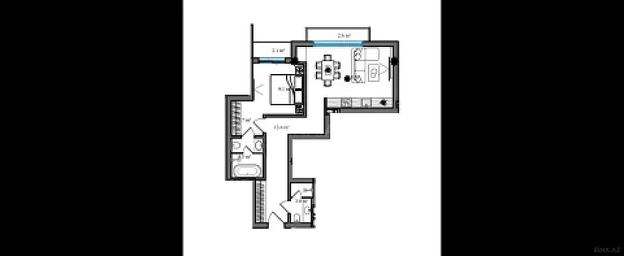 Satılır 2 otaqlı mənzil 70.1 m²