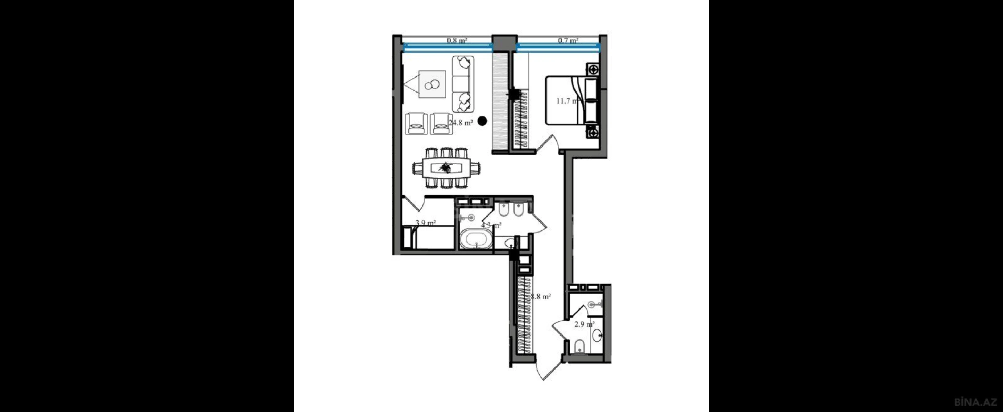 Satılır 2 otaqlı mənzil 73.4 m²