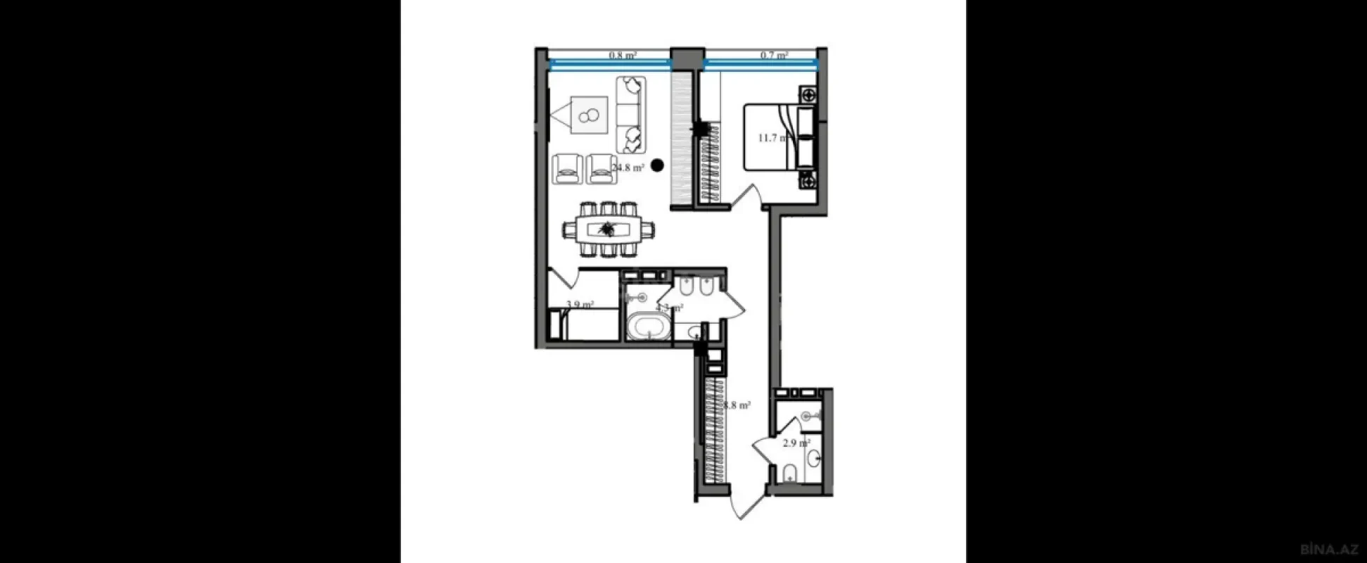 Satılır 2 otaqlı mənzil 73.4 m²