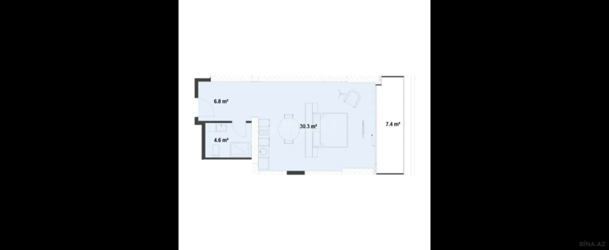 Satılır 1 otaqlı mənzil 57.8 m²