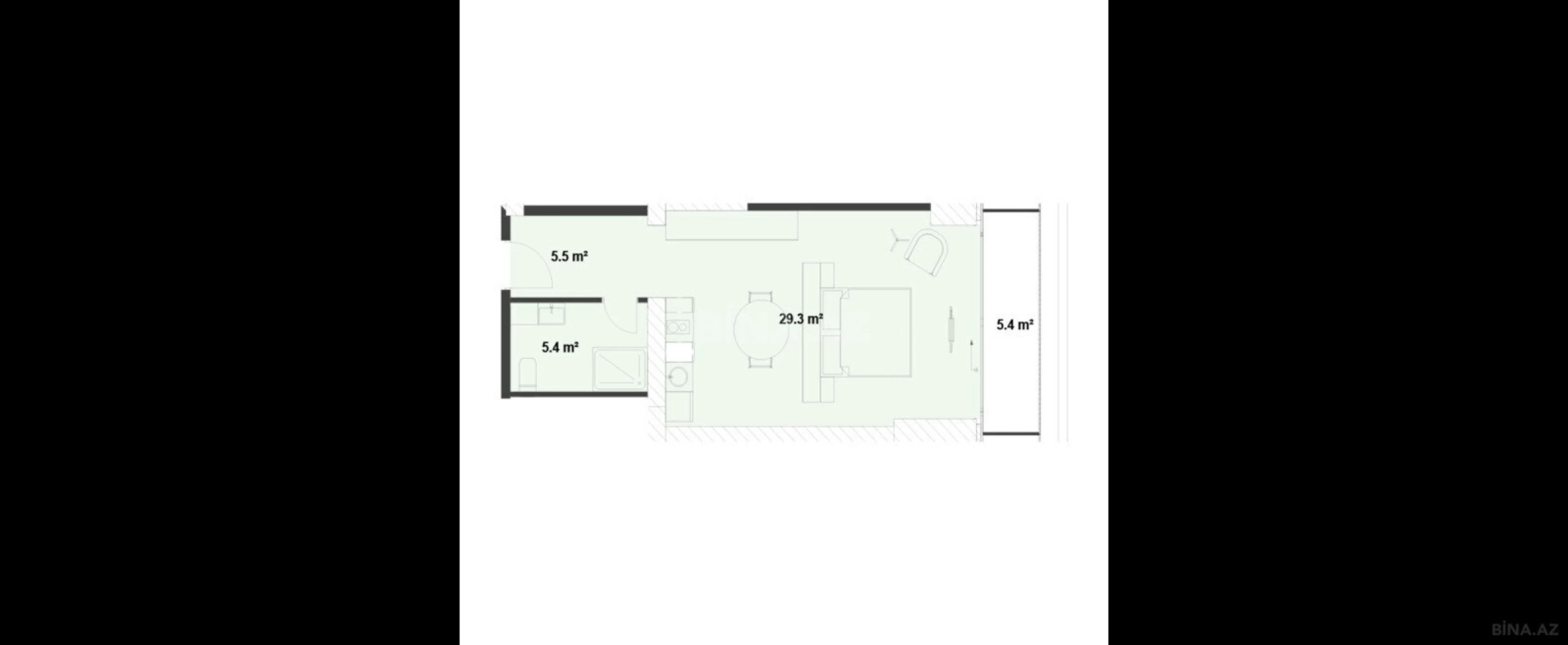 Satılır 1 otaqlı mənzil 56.1 m²