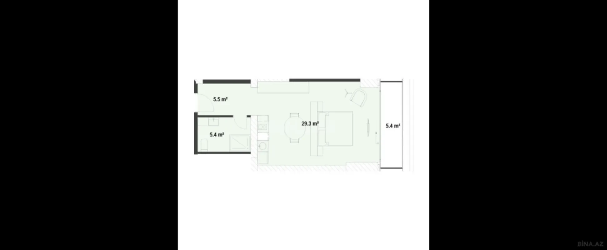 Satılır 1 otaqlı mənzil 56.1 m²