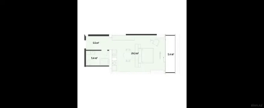 Satılır 1 otaqlı mənzil 56.1 m²