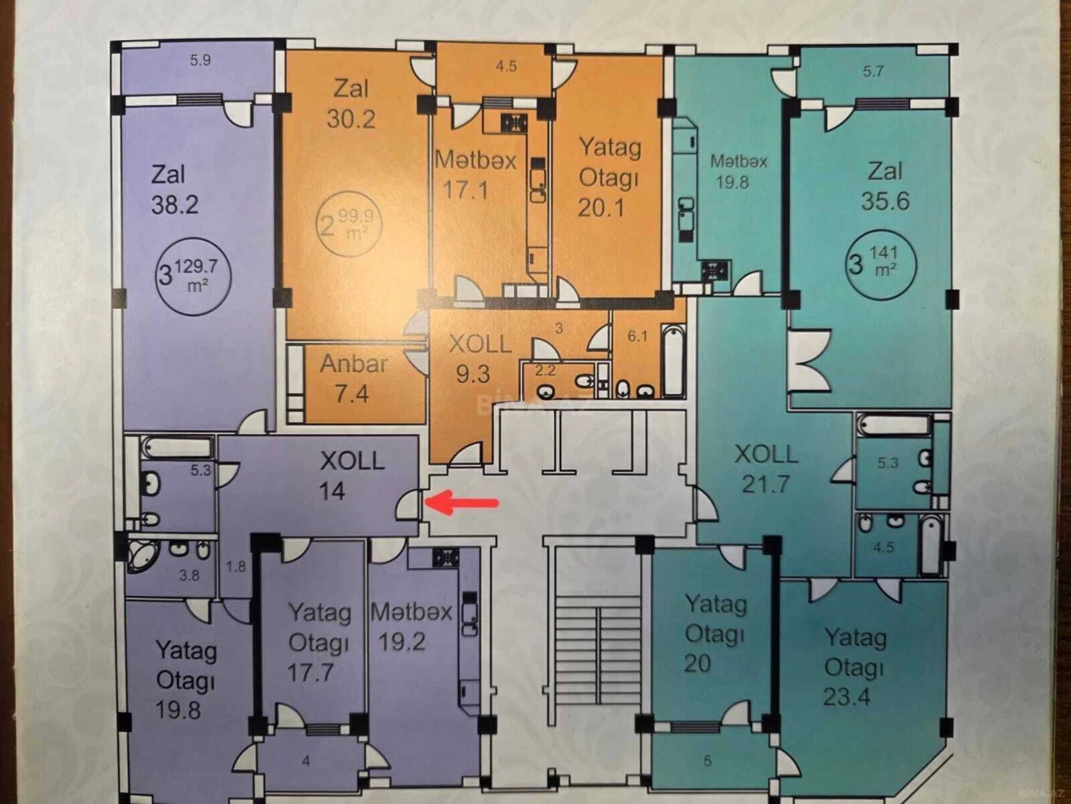 Satılır 3 otaqlı mənzil 130 m²