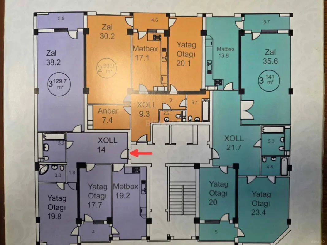 Satılır 3 otaqlı mənzil 130 m²