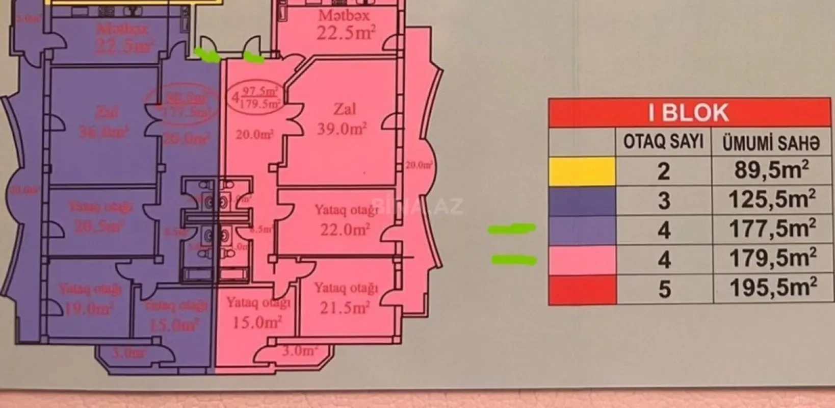 Satılır 4 otaqlı mənzil 177.5 m²