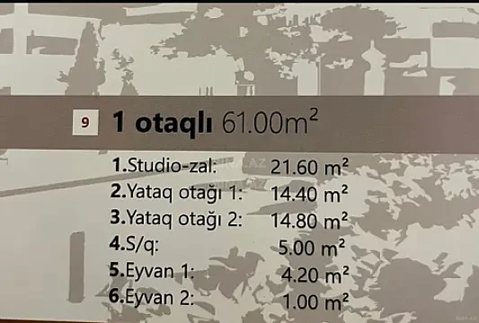 Satılır 2 otaqlı mənzil 61 m² — Bakı, Bakıxanov 2 otaq 61.00 m²