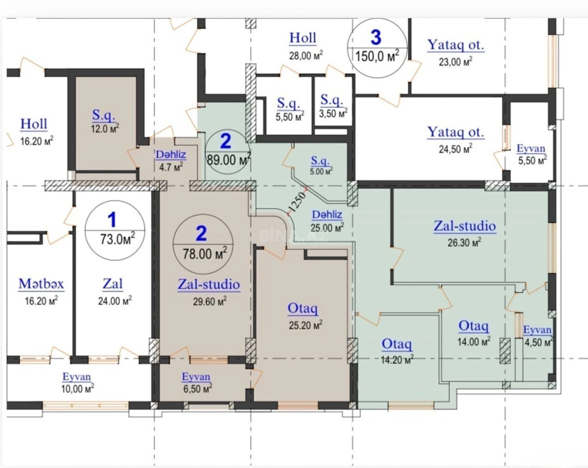 Satılır 3 otaqlı mənzil 108 m²