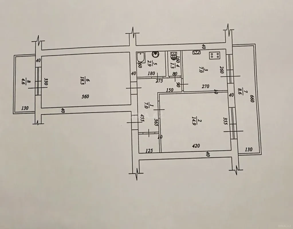 Satılır 2 otaqlı mənzil 65 m²