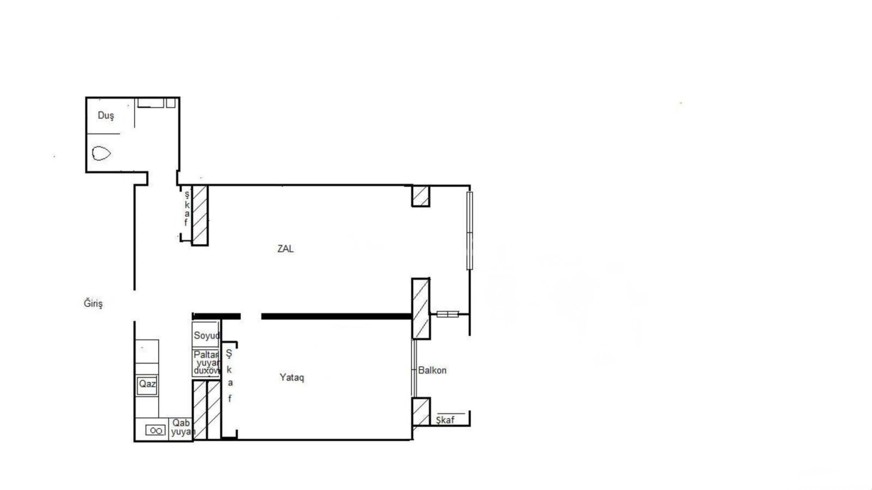 Satılır 2 otaqlı mənzil 68.3 m²