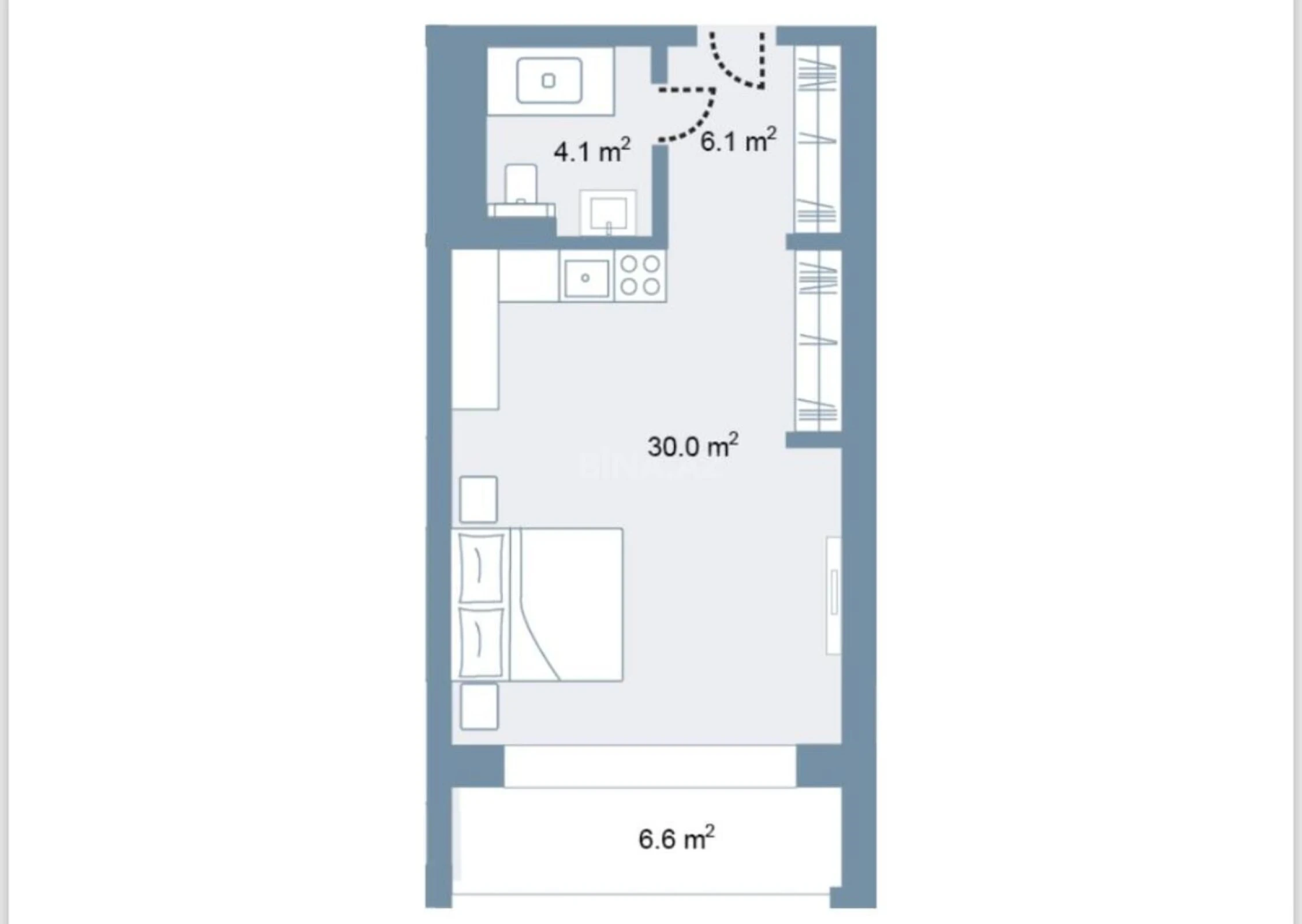 Satılır 1 otaqlı mənzil 55.6 m²