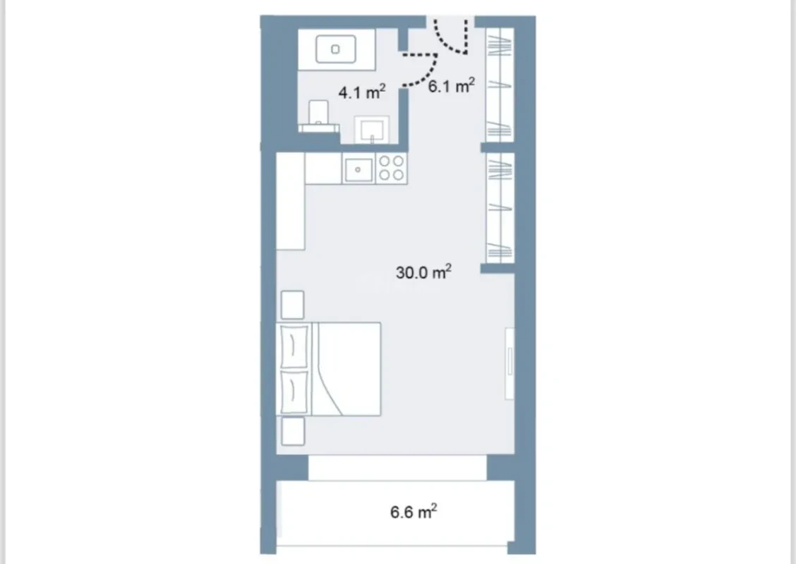 Satılır 1 otaqlı mənzil 55.6 m²