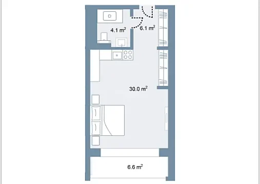 Satılır 1 otaqlı mənzil 55.6 m²