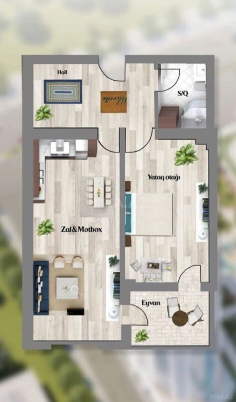 Satılır 1 otaqlı mənzil 78.5 m²