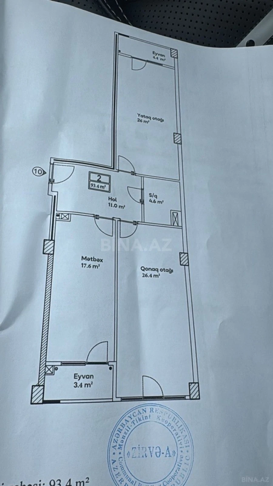 Satılır 3 otaqlı mənzil 94 m²