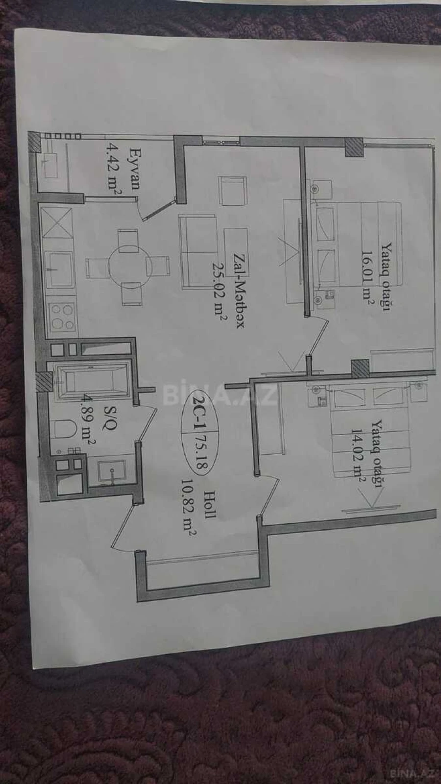 Satılır 3 otaqlı mənzil 75 m²