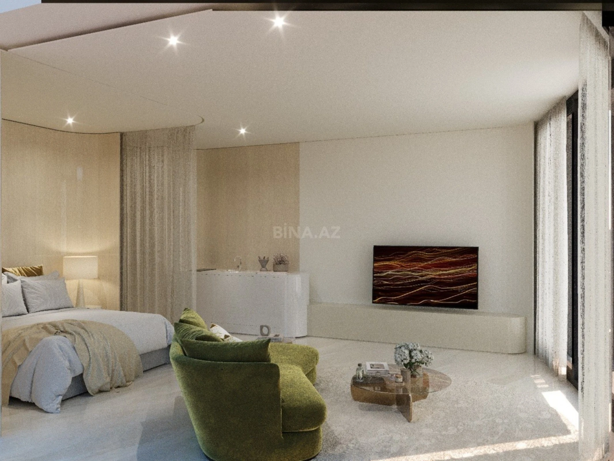 Satılır 1 otaqlı mənzil 43.7 m²