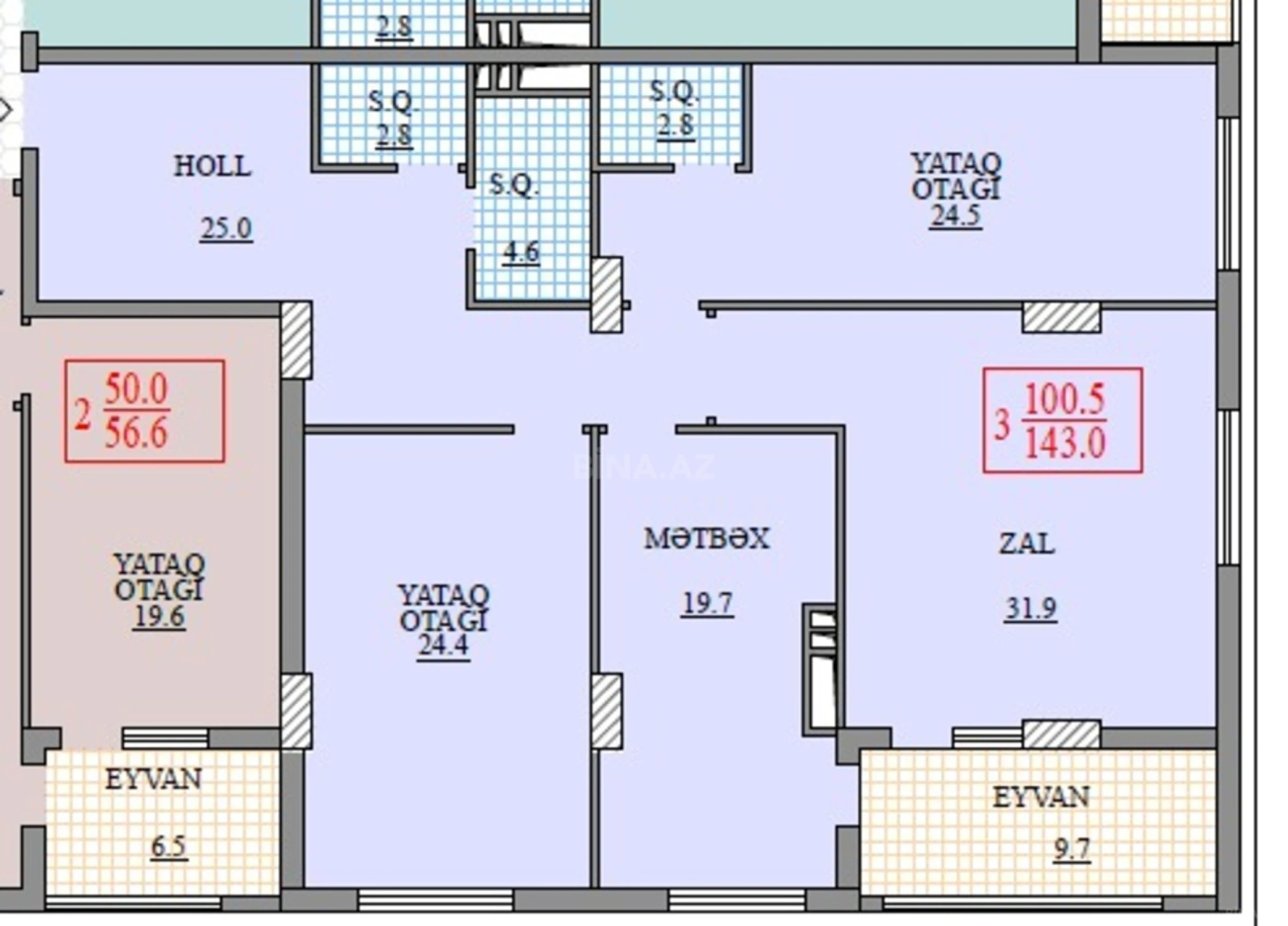 Satılır 3 otaqlı mənzil 145 m²