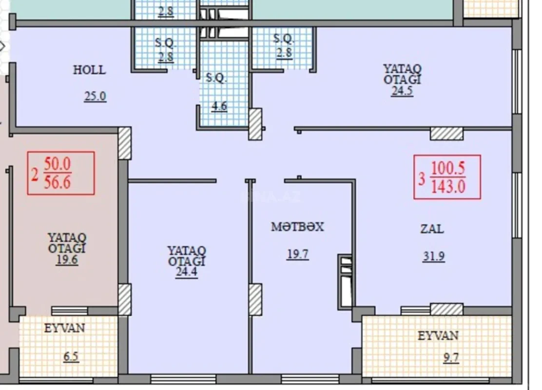Satılır 3 otaqlı mənzil 145 m²