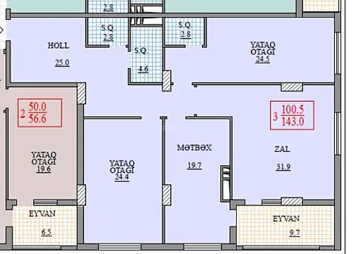Satılır 3 otaqlı mənzil 145 m²