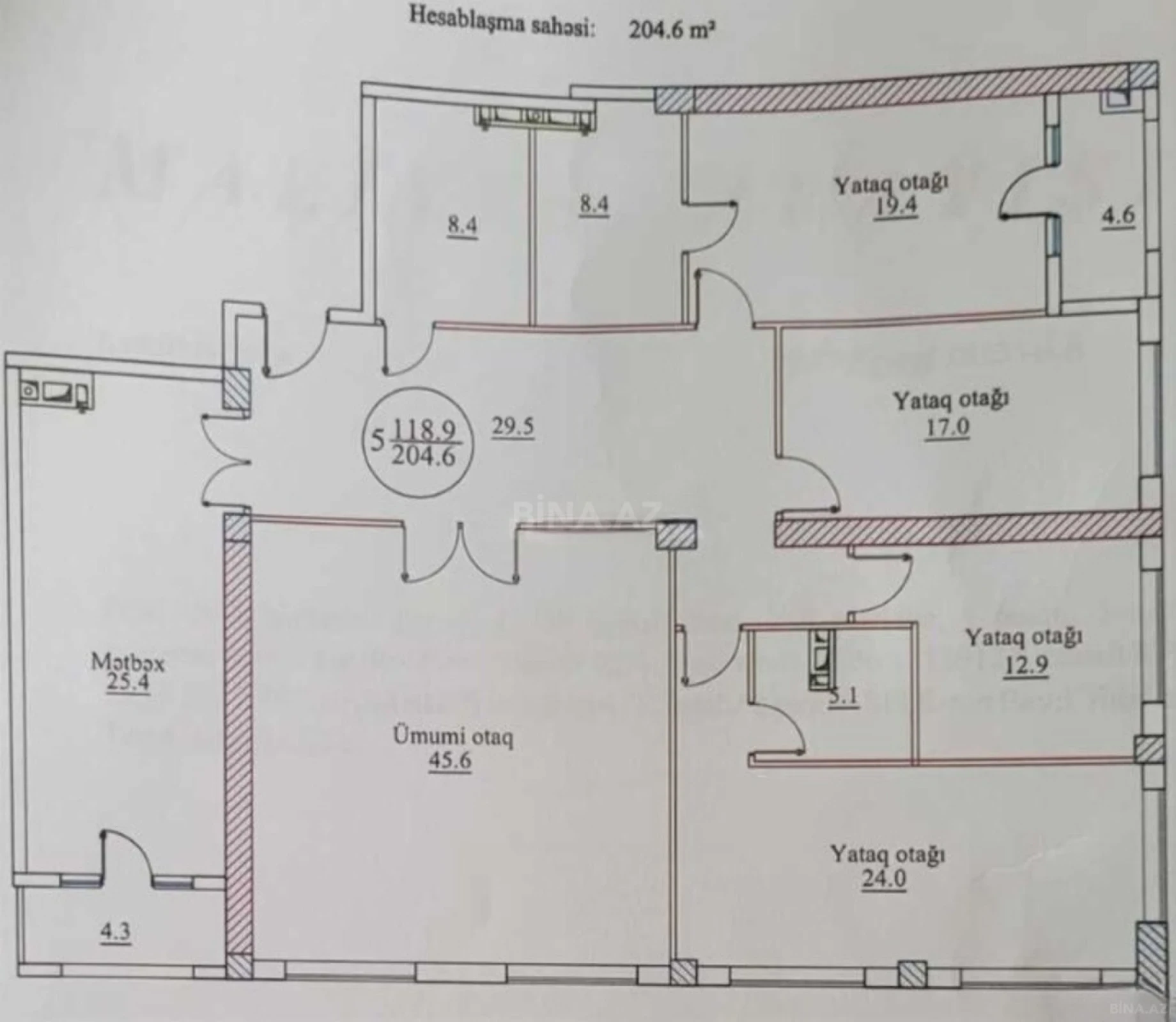 Satılır 5 otaqlı mənzil 210 m²