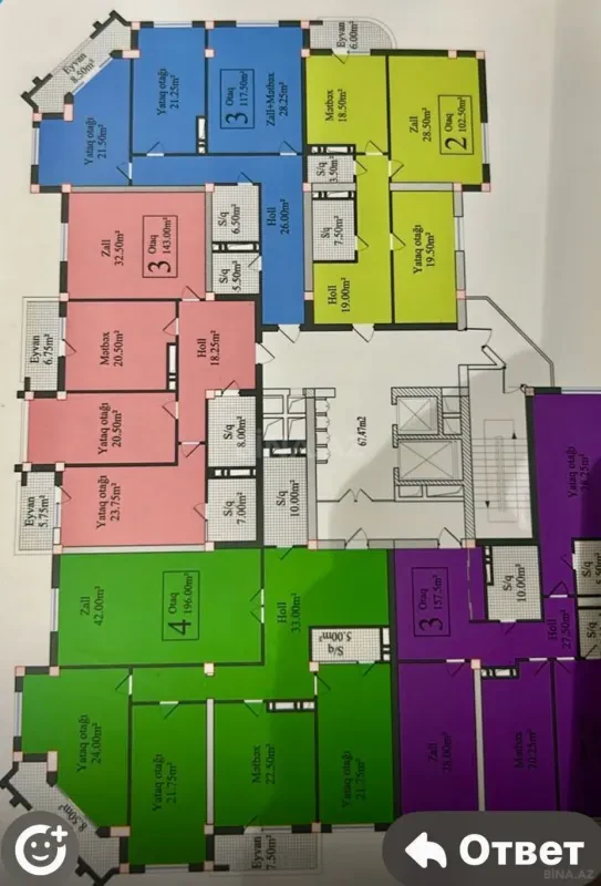 Satılır 3 otaqlı mənzil 117.5 m²