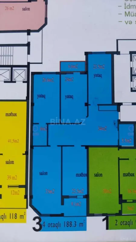 Satılır 4 otaqlı mənzil 188 m²