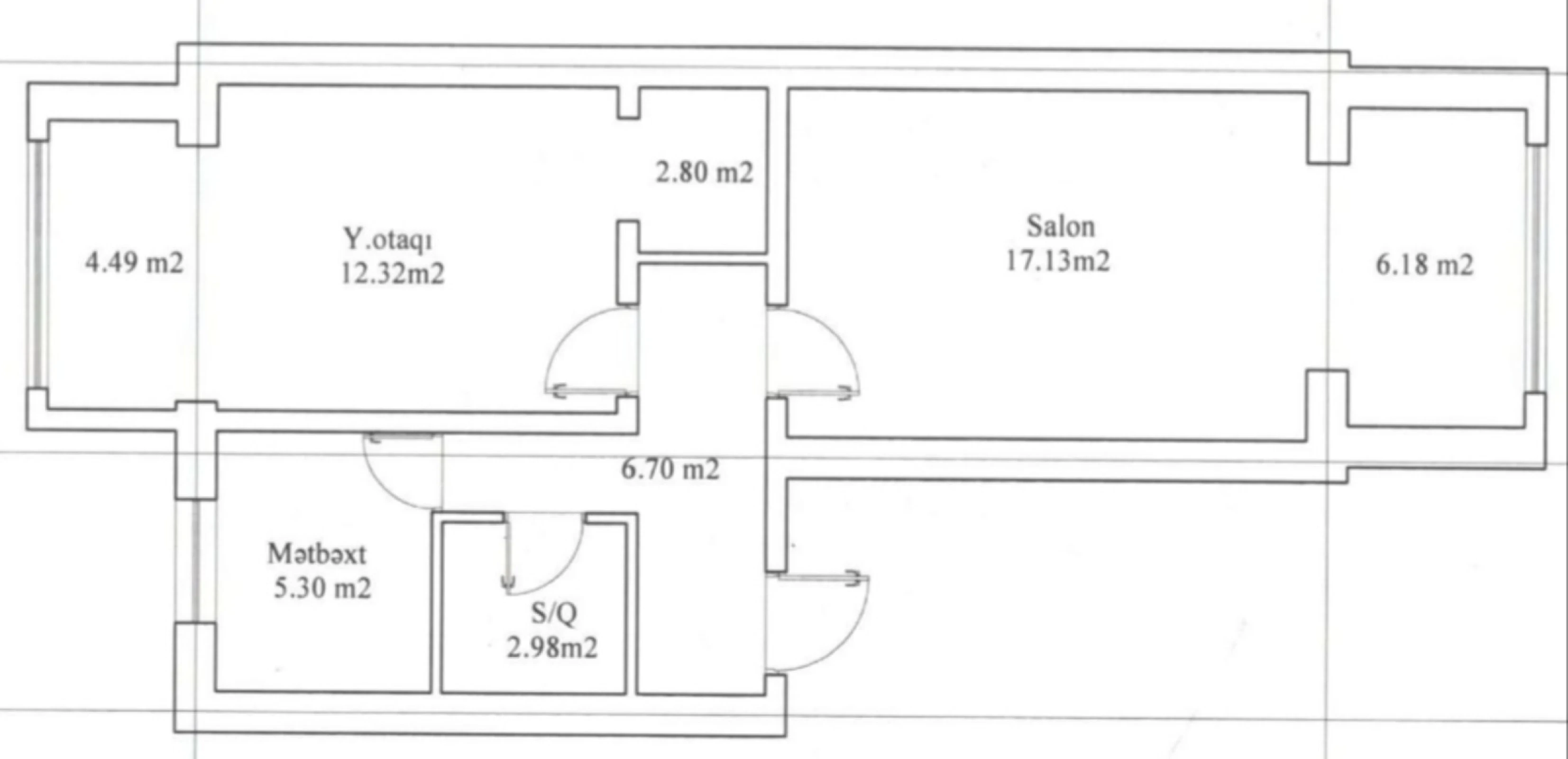 Satılır 2 otaqlı mənzil 65 m²