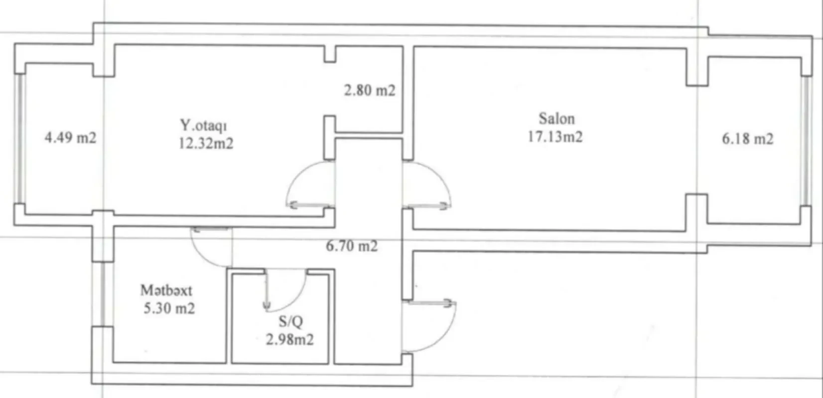 Satılır 2 otaqlı mənzil 65 m²
