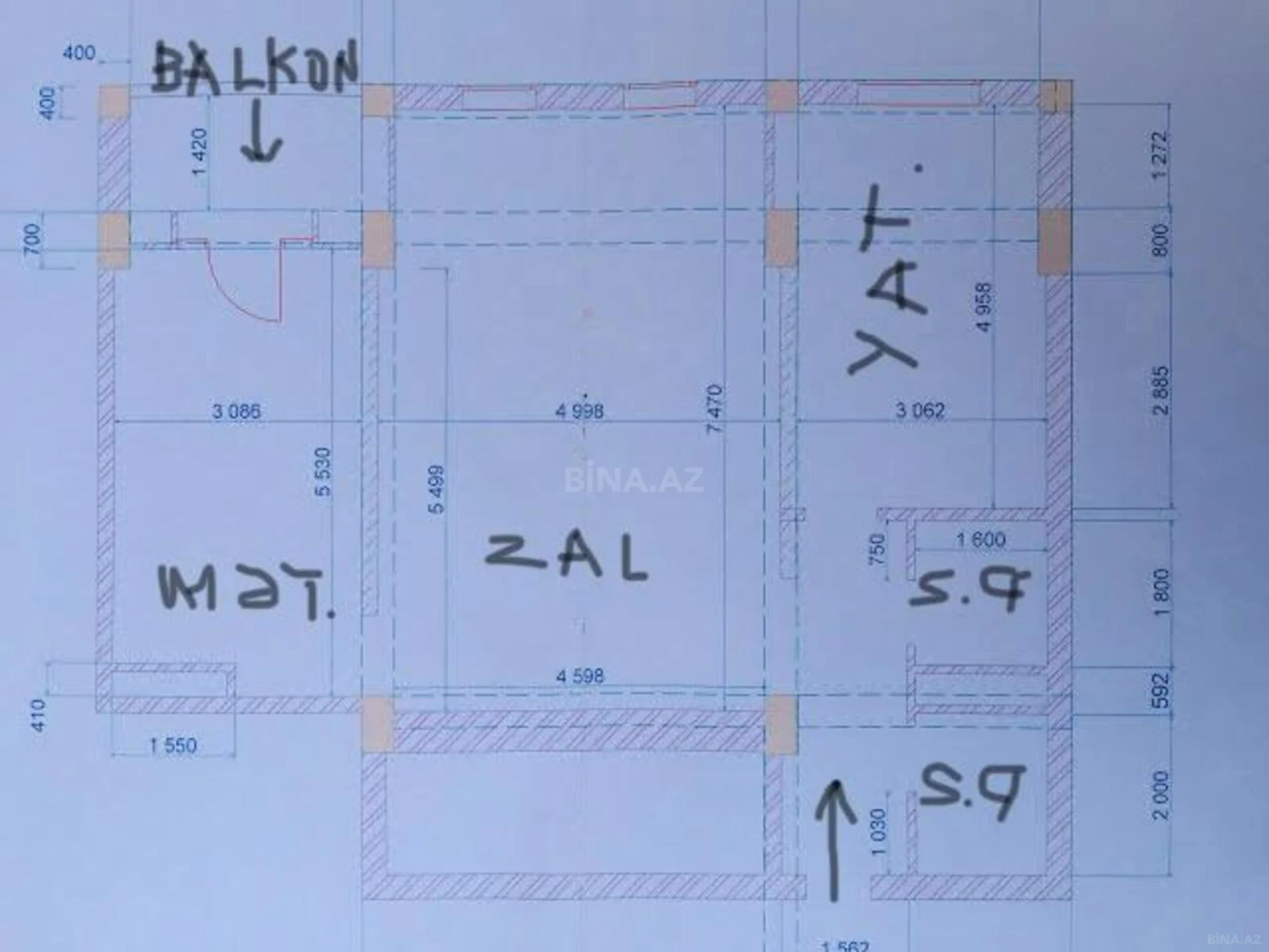 Satılır 2 otaqlı mənzil 100 m²