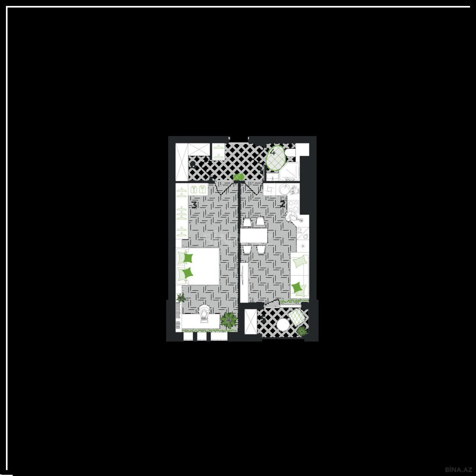 Satılır 1 otaqlı mənzil 64.5 m²