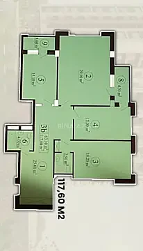 Satılır 3 otaqlı mənzil 117.6 m² — Bakı 3 otaq 117.60 m²