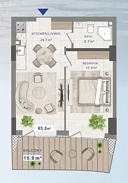 Satılır 1 otaqlı mənzil 65.2 m² — Bakı, Nardaran 1 otaq 65.20 m²