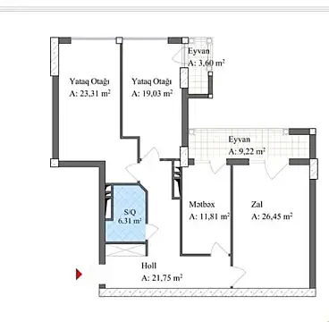Satılır 3 otaqlı mənzil 120 m² — Bakı 3 otaq 120.00 m²