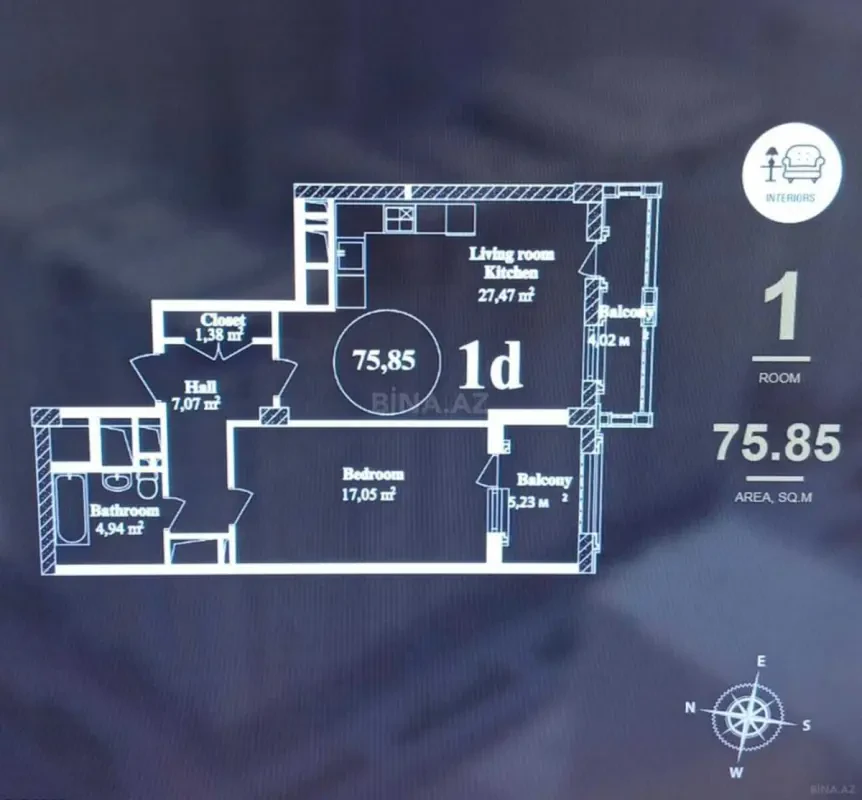 Satılır 2 otaqlı mənzil 80 m²