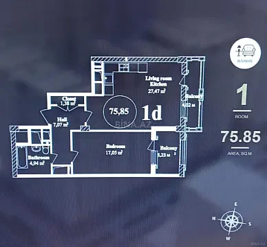 Satılır 2 otaqlı mənzil 80 m² — Bakı 2 otaq 80.00 m²