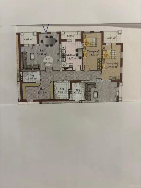 Satılır 3 otaqlı mənzil 158 m²