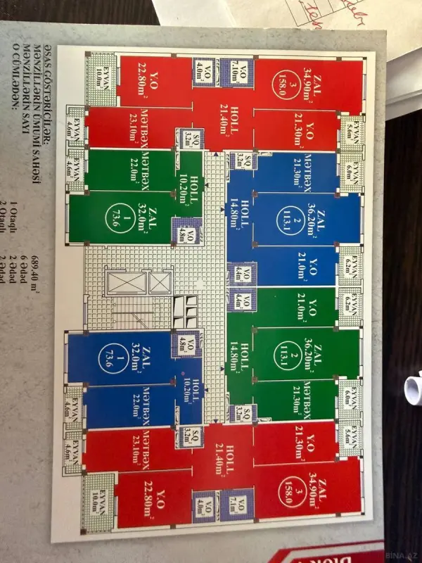 Satılır 3 otaqlı mənzil 141 m²