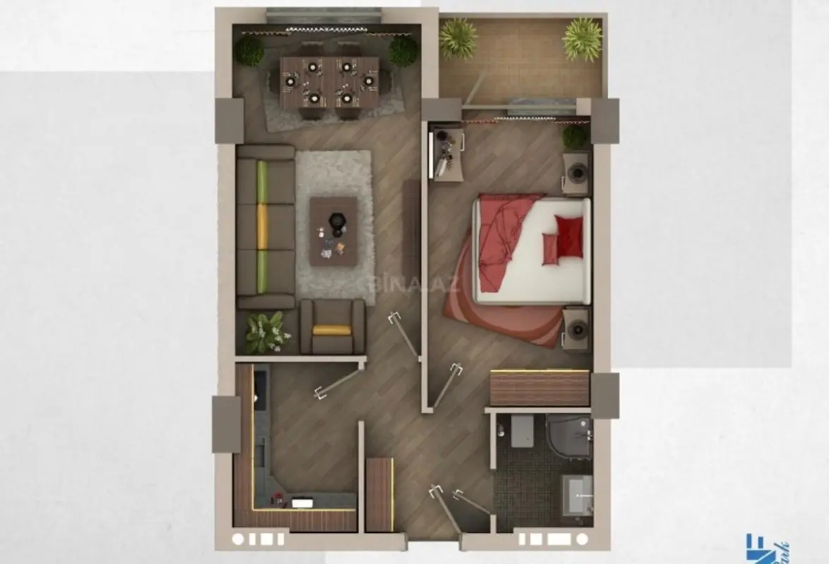 Satılır 2 otaqlı mənzil 62 m²