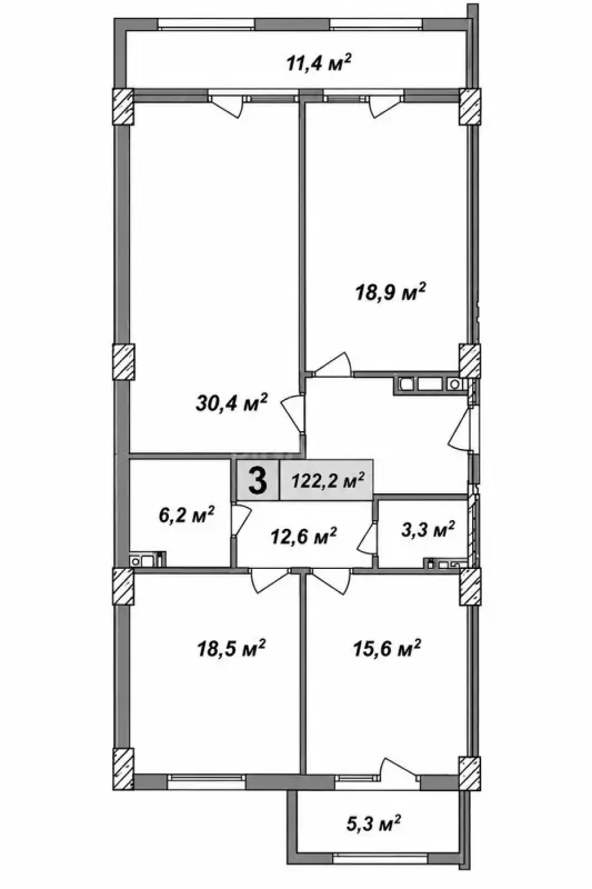 Satılır 3 otaqlı mənzil 122.5 m²