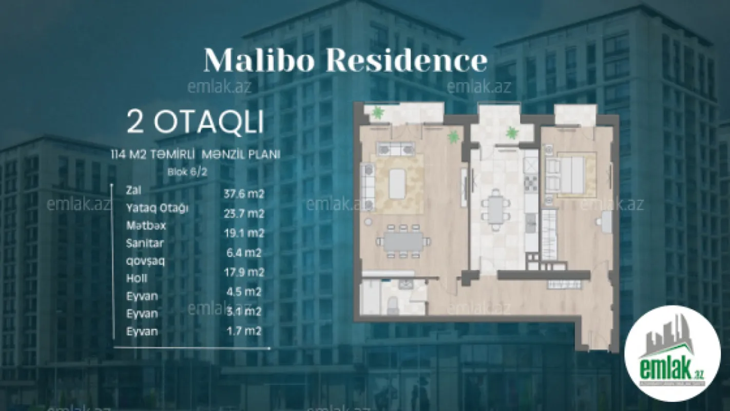 Satılır 2 otaqlı yeni tikili 114 m²