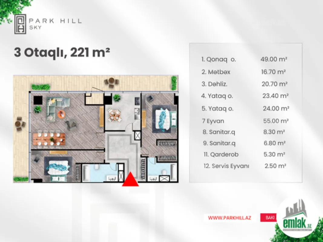 Satılır 3 otaqlı yeni tikili 221 m²