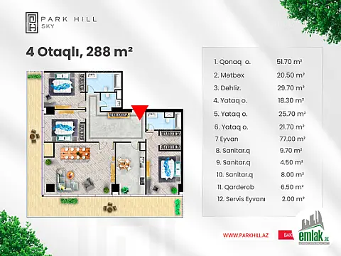 Satılır 4 otaqlı yeni tikili 288 m²